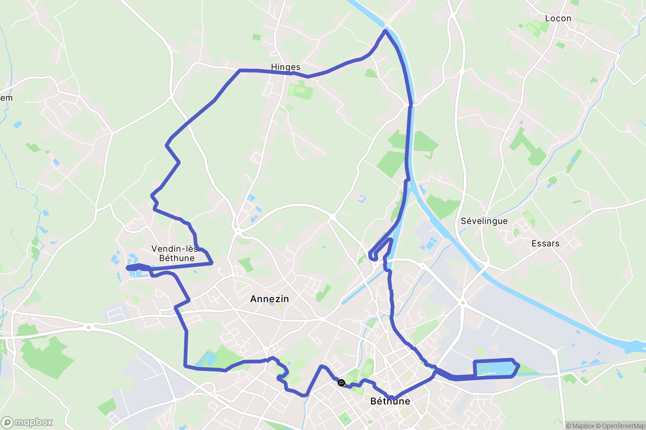 Béthune : carte du parcours de randonnée - France