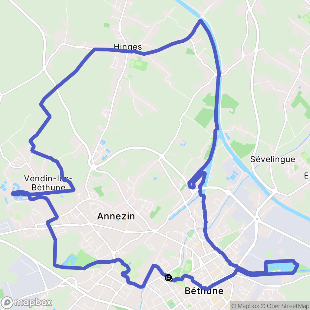 Béthune : carte du parcours de randonnée - France