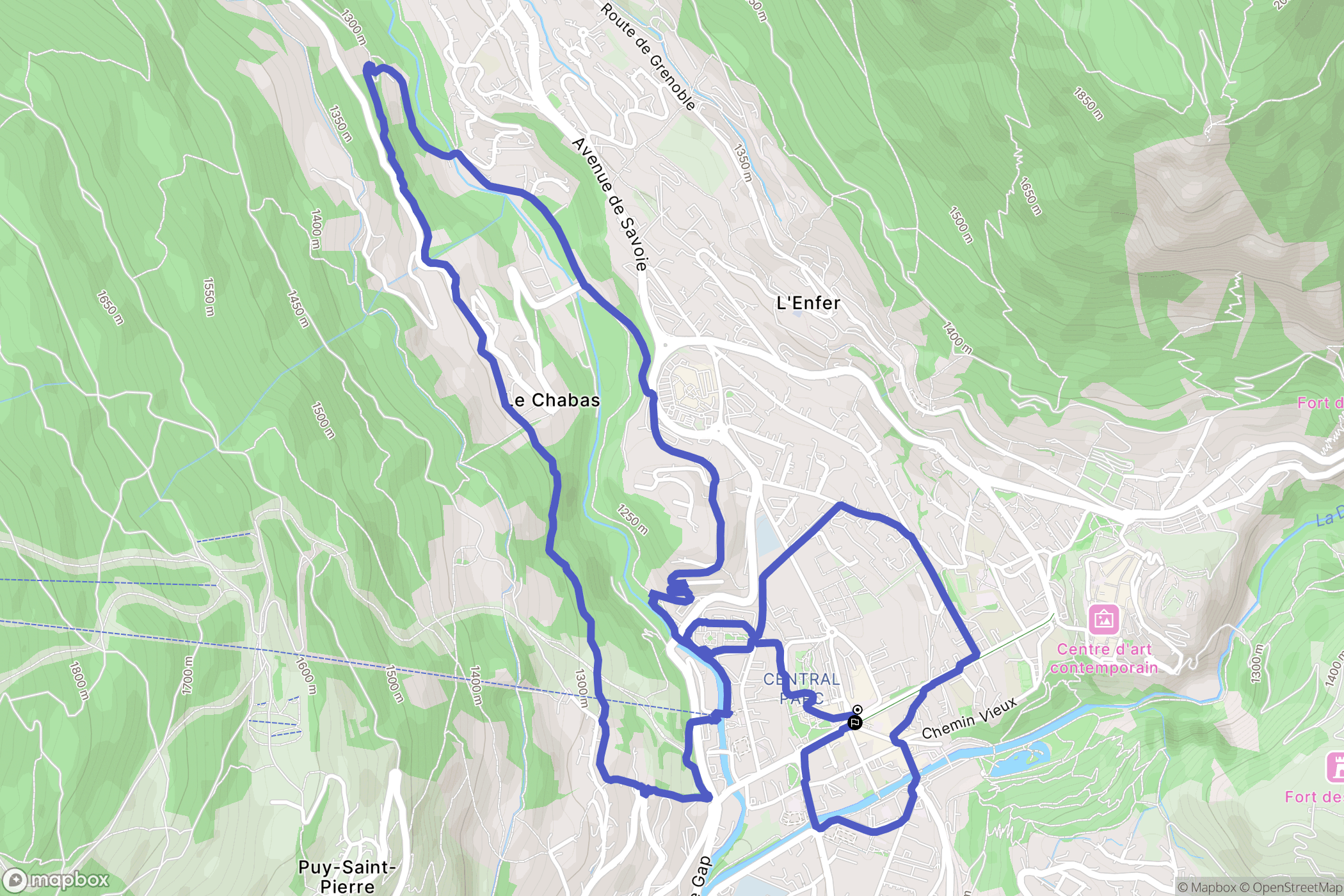 Briançon : carte du parcours de randonnée - France