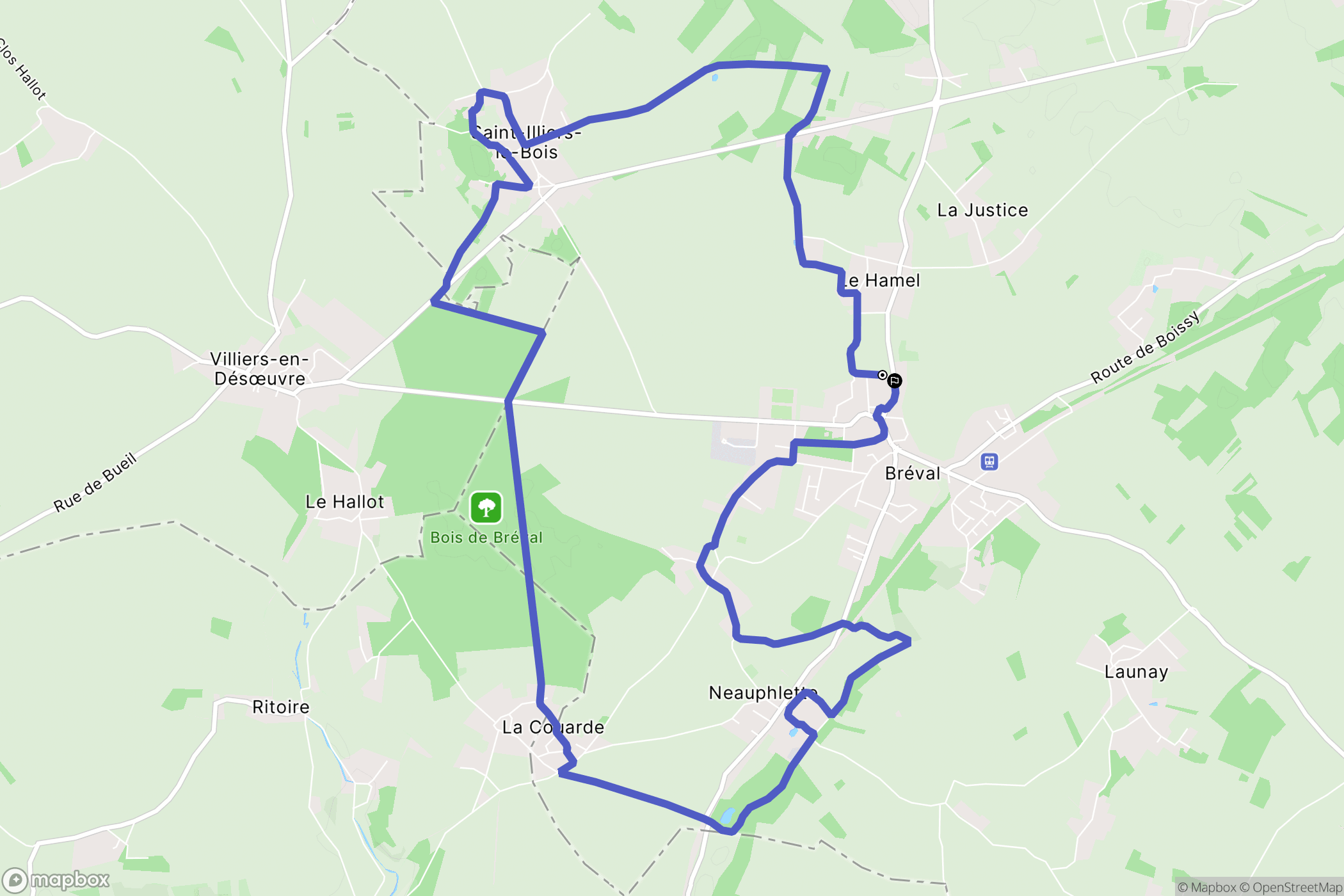 Bréval : carte du parcours de randonnée - France