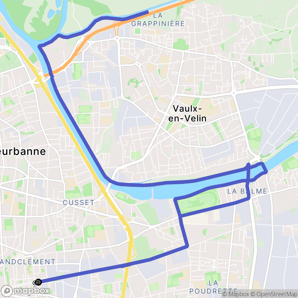 Villeurbanne : carte du parcours de randonnée - France