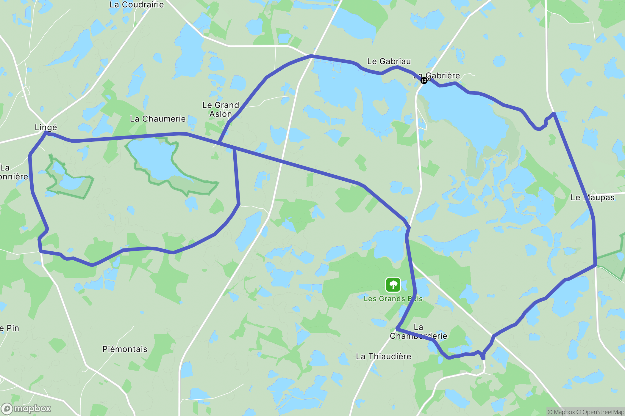 Lingé : carte du parcours de randonnée - France