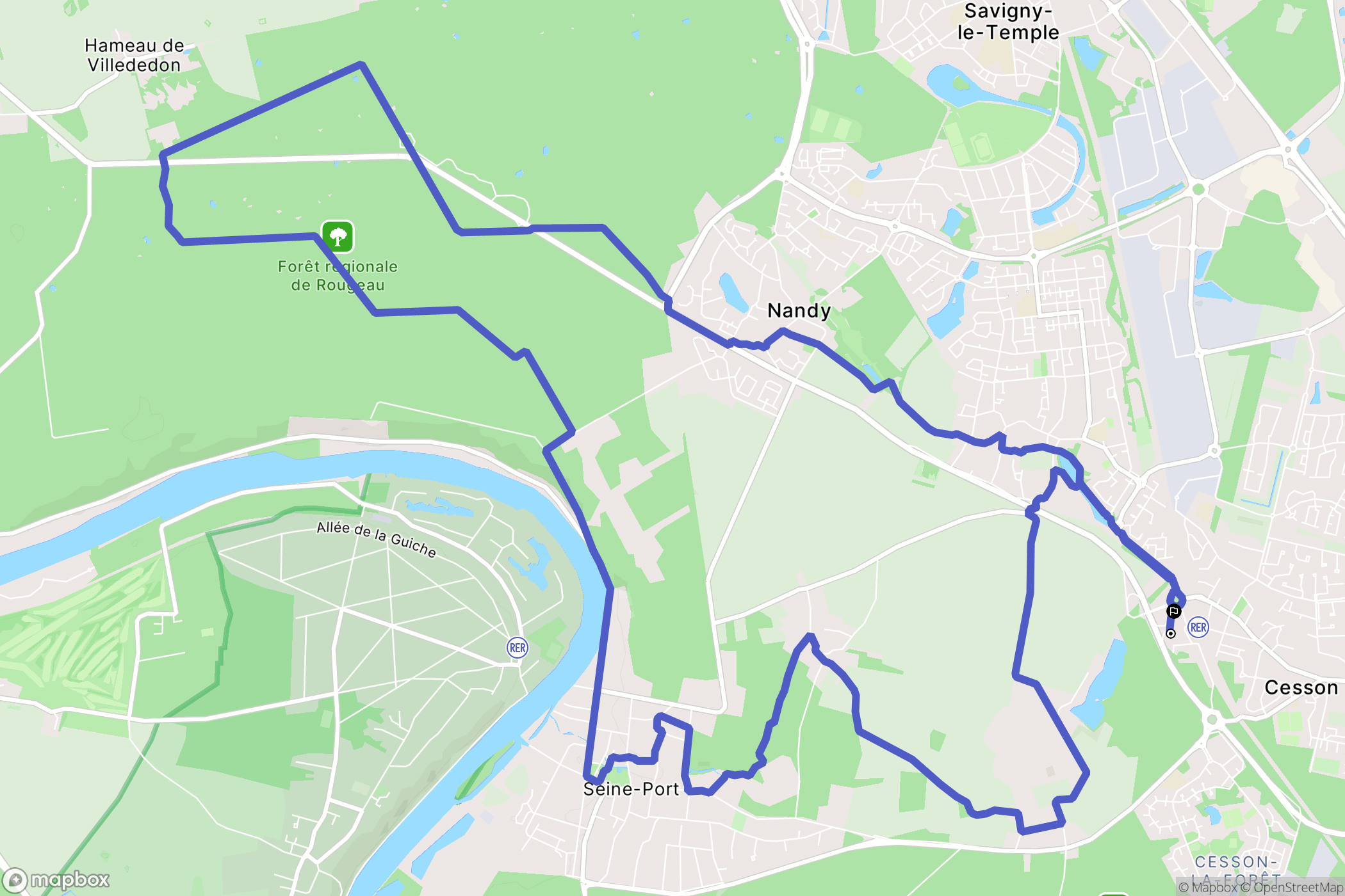 Cesson : carte du parcours de randonnée - France