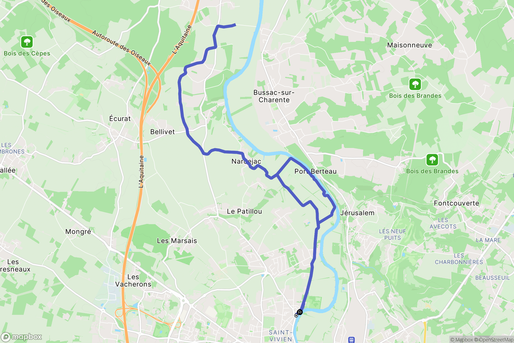 Saintes : carte du parcours de randonnée - France
