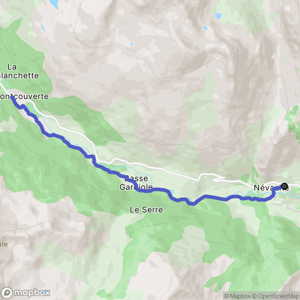 Névache : carte du parcours de randonnée - France