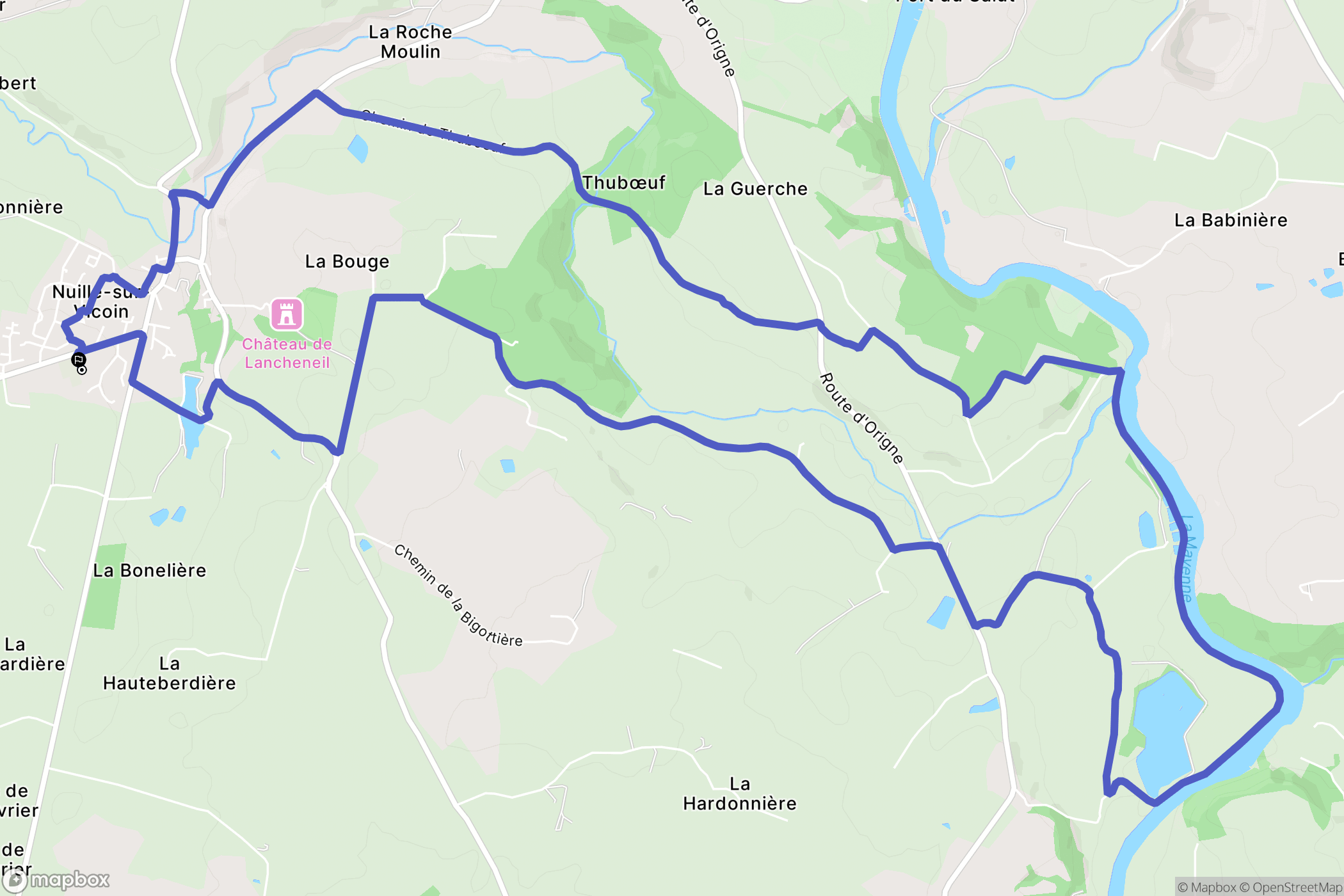 Nuillé-sur-Vicoin : carte du parcours de randonnée - France