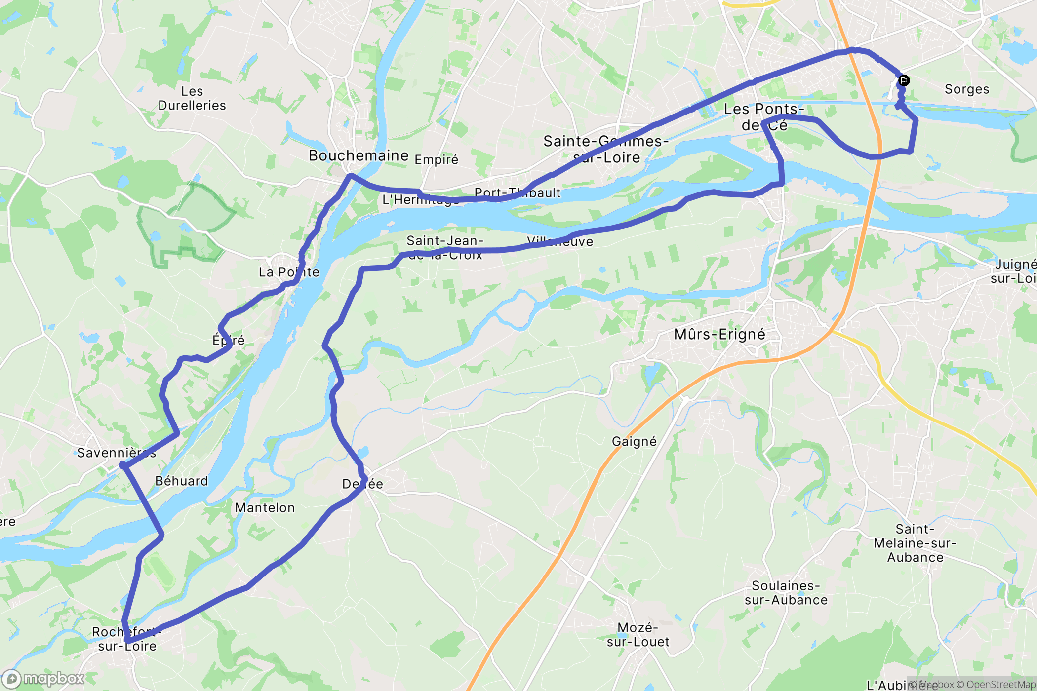Les Ponts-de-Cé : carte du parcours de randonnée - France