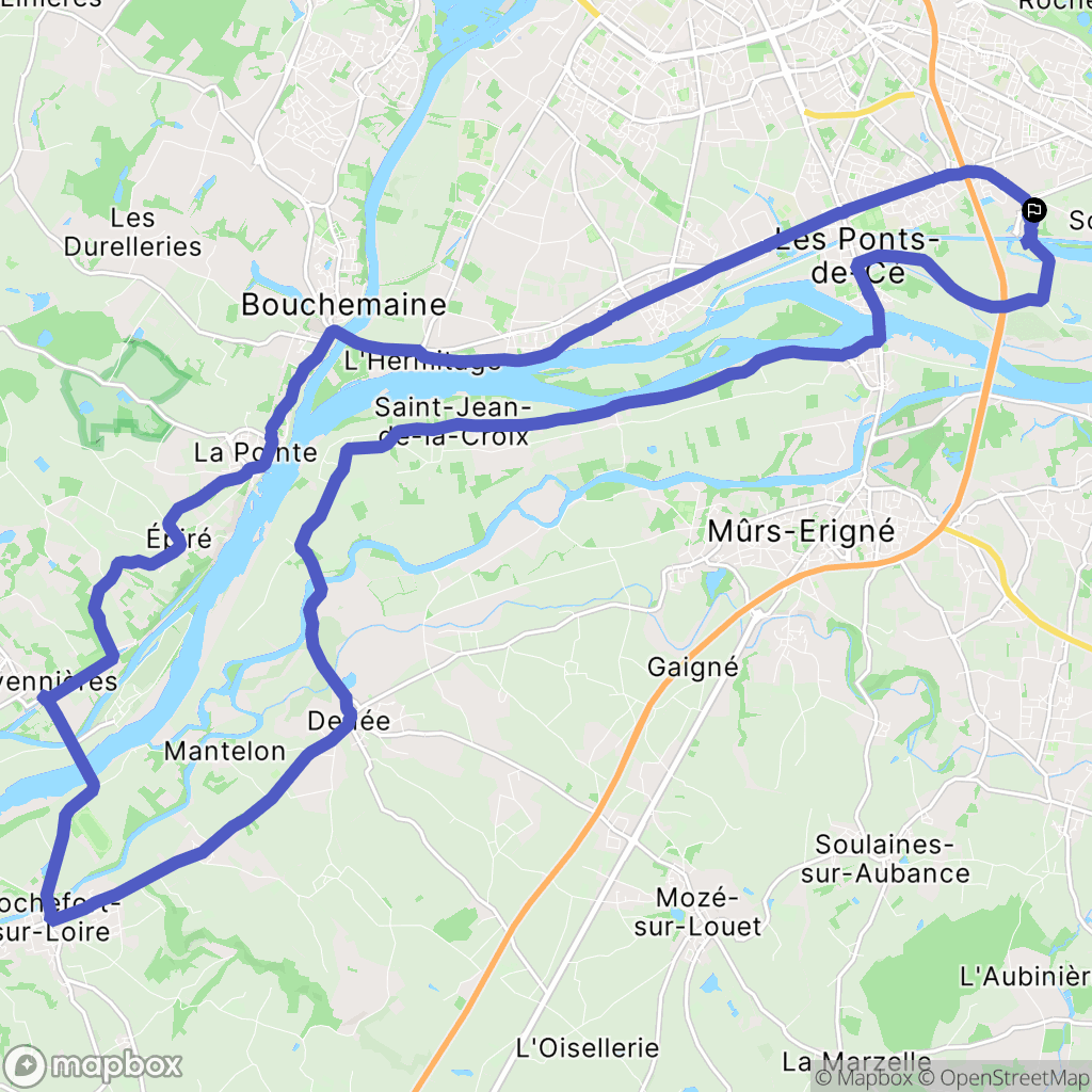 Les Ponts-de-Cé : carte du parcours de randonnée - France