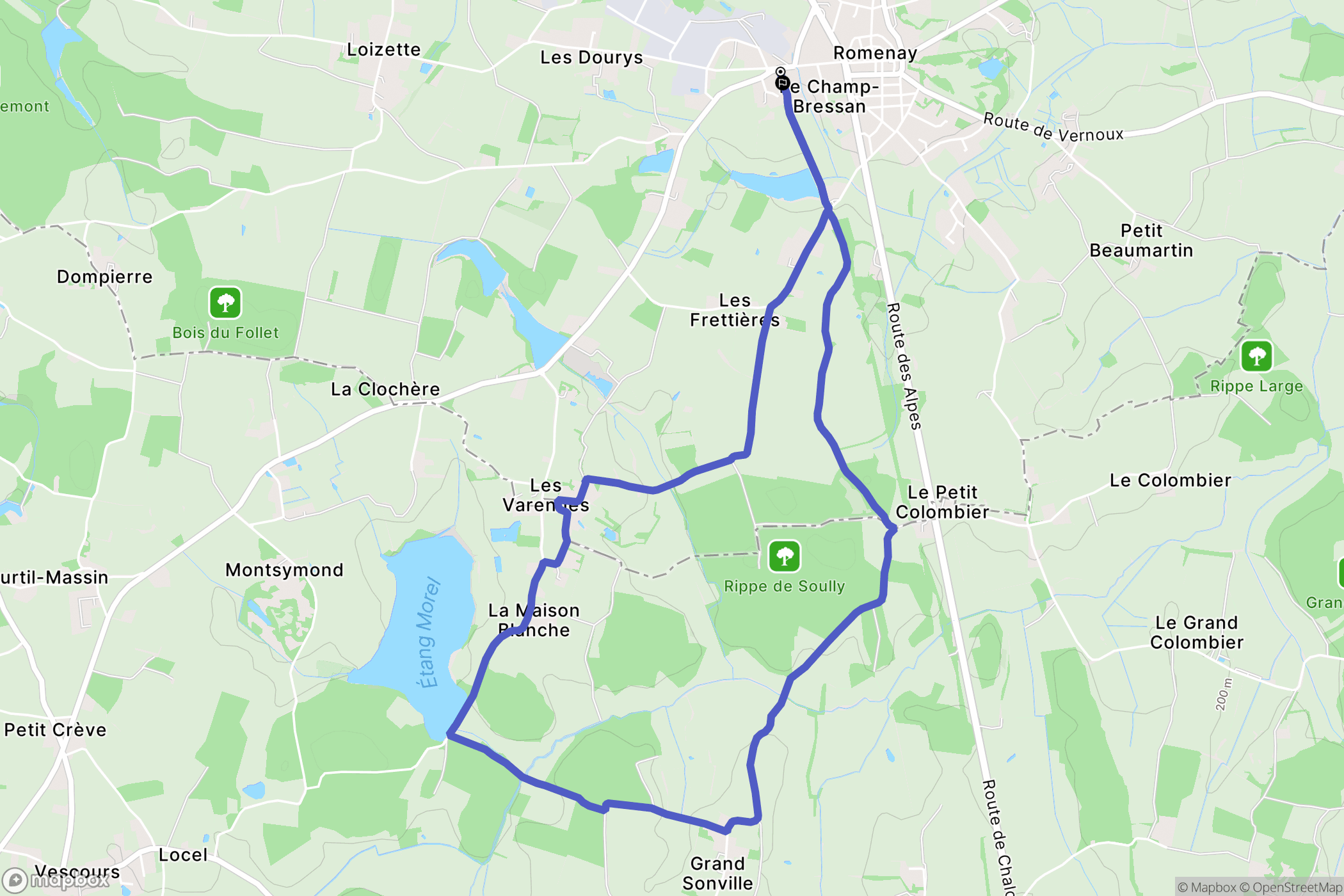 Romenay : carte du parcours de randonnée - France