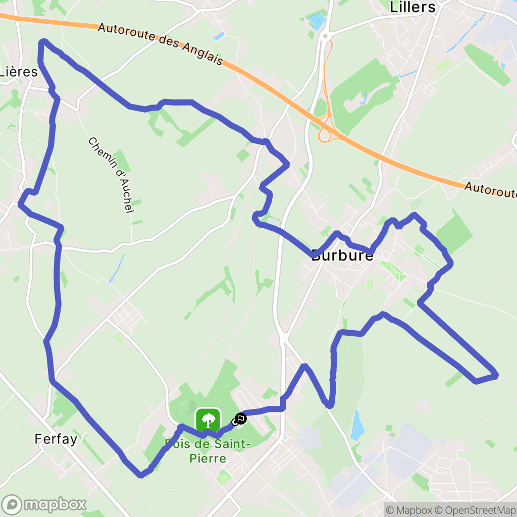 Auchel : carte du parcours de randonnée - France