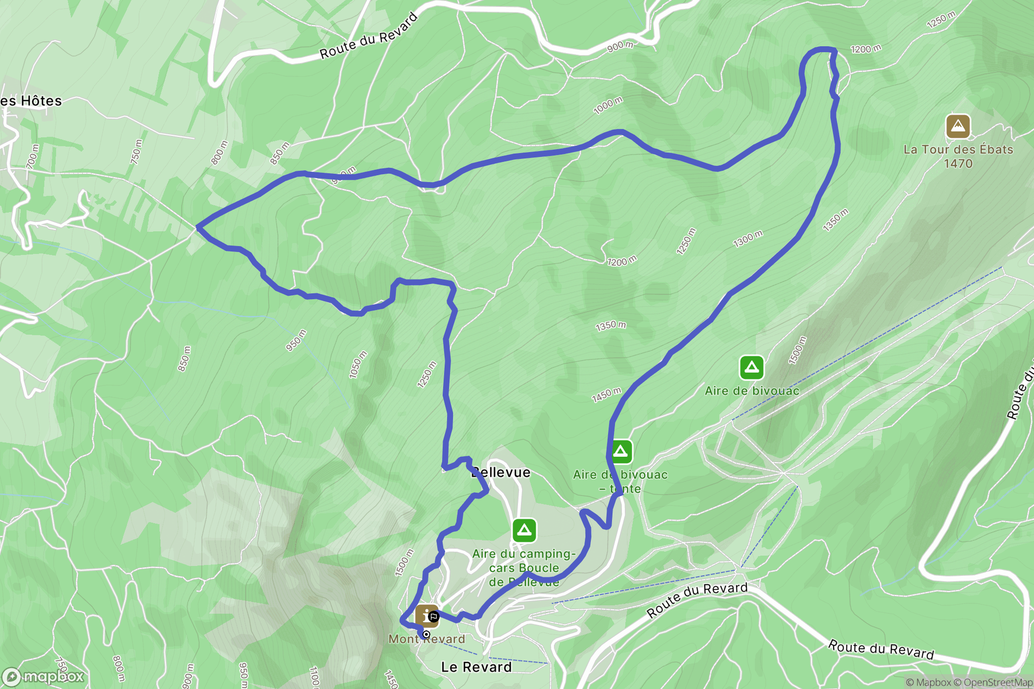 Les Déserts : carte du parcours de randonnée - France