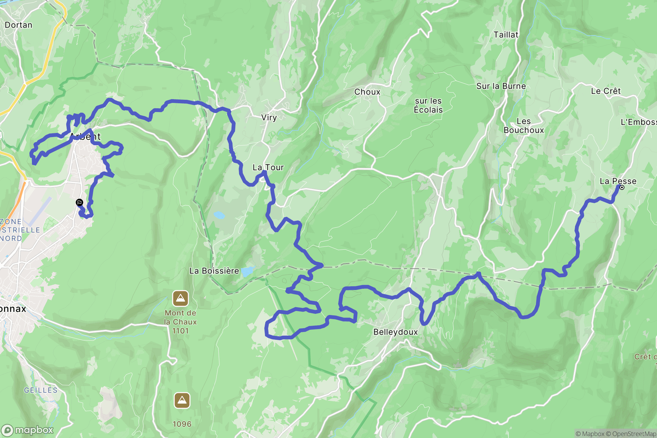 La Pesse : carte du parcours de randonnée - France