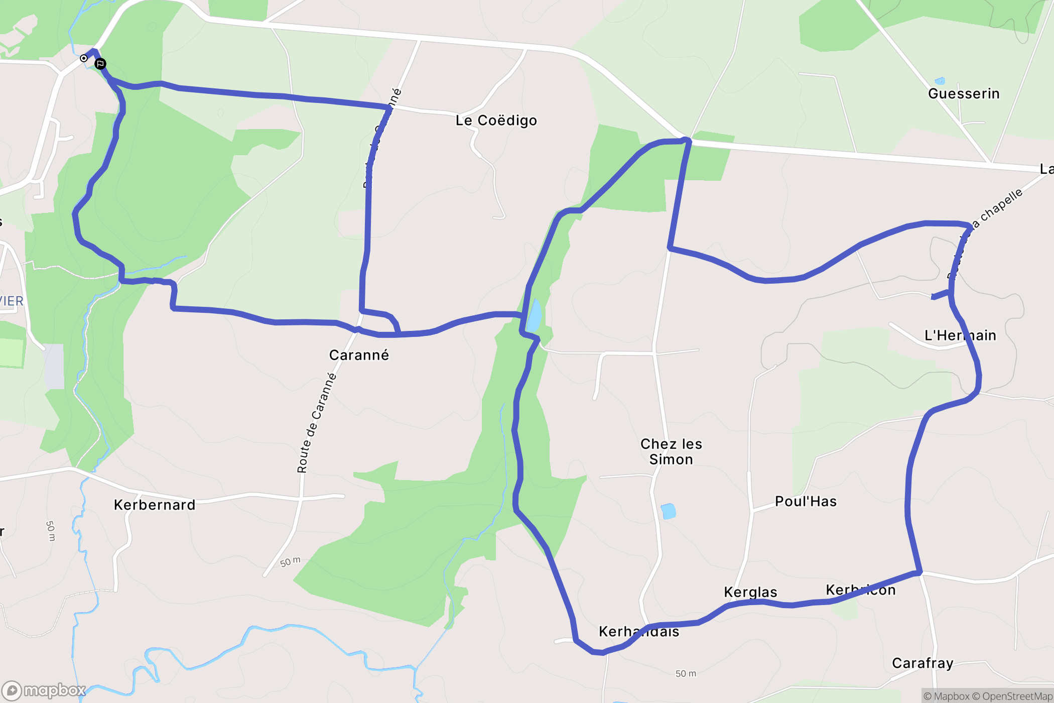 Le Cours : carte du parcours de randonnée - France