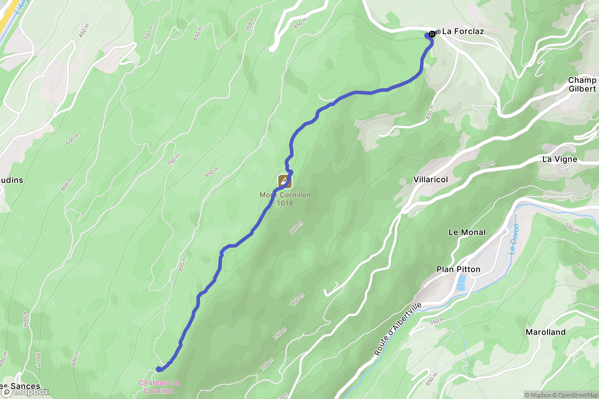 Queige : carte du parcours de randonnée - France