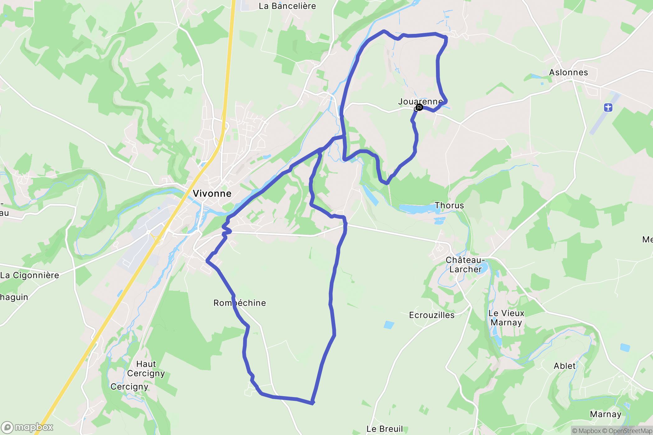 Aslonnes : carte du parcours de randonnée - France