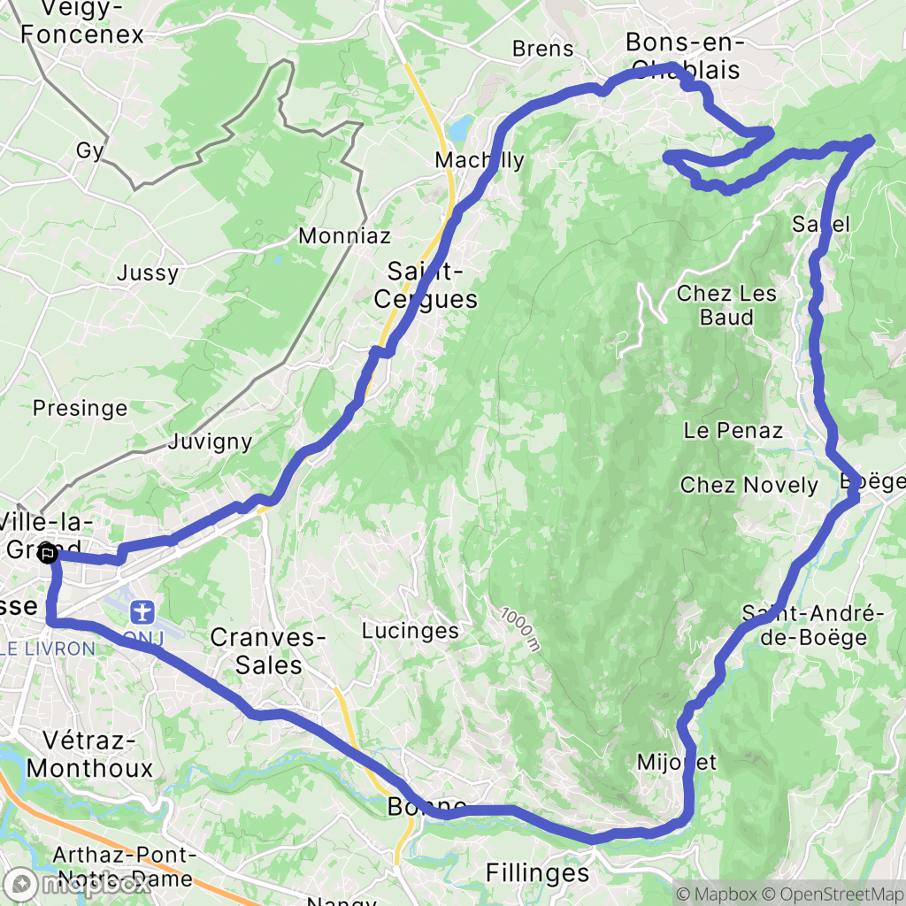 Ville-la-Grand : carte du parcours de randonnée - France