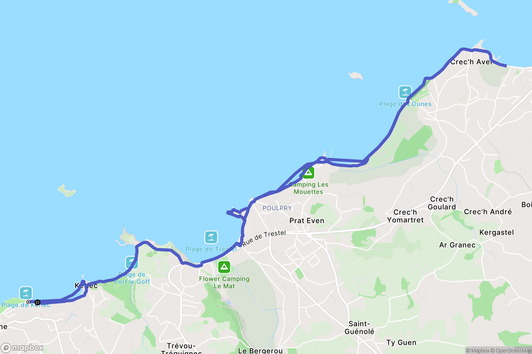 Trélévern : carte du parcours de randonnée - France