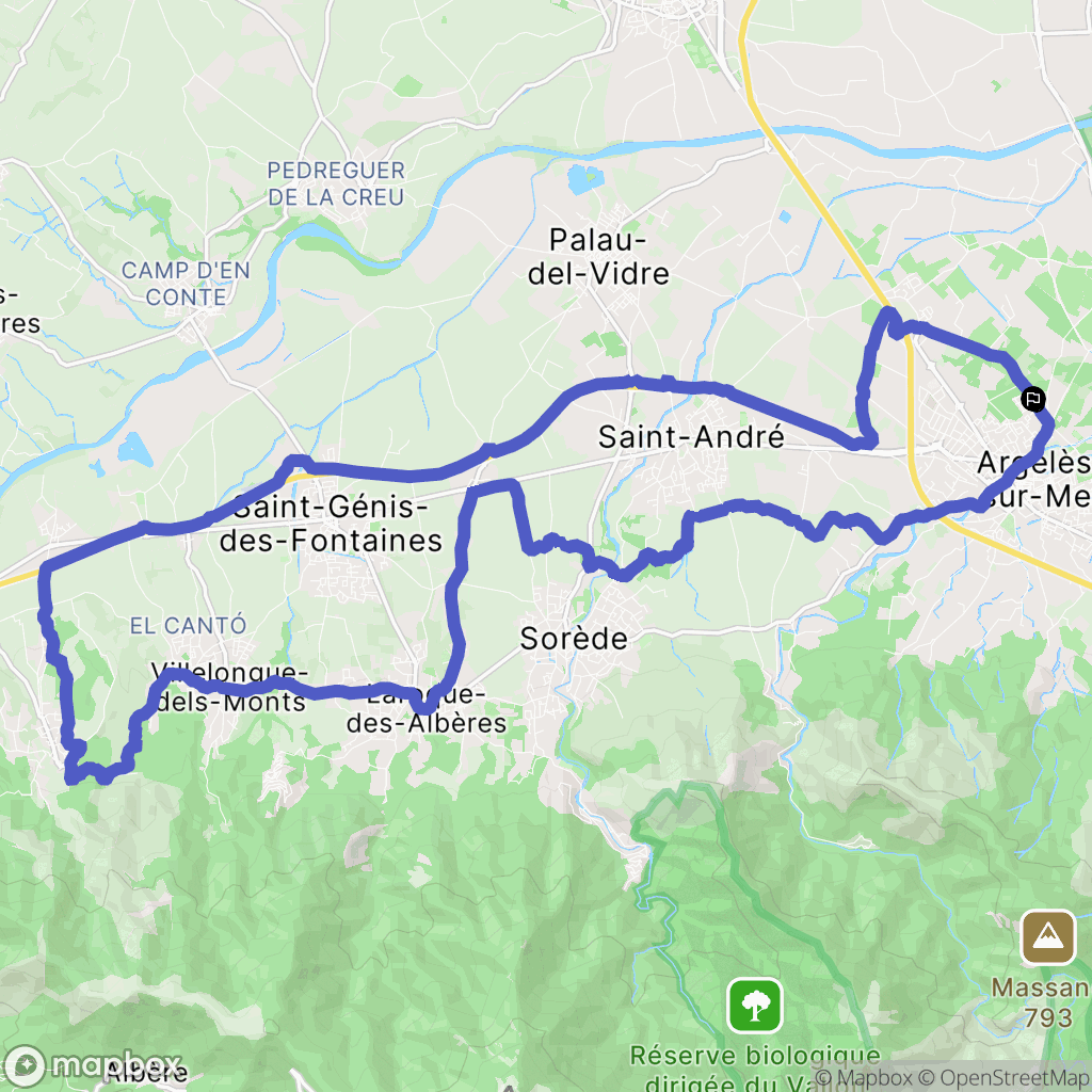 Argelès-sur-Mer : carte du parcours de randonnée - France