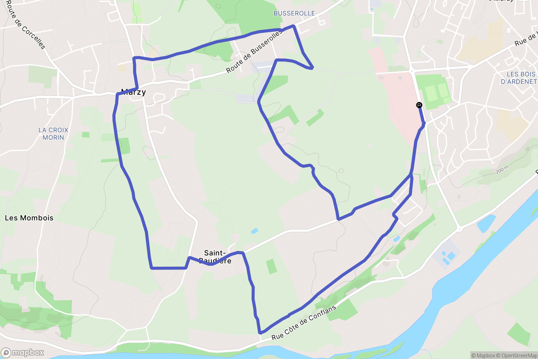Nevers : carte du parcours de randonnée - France