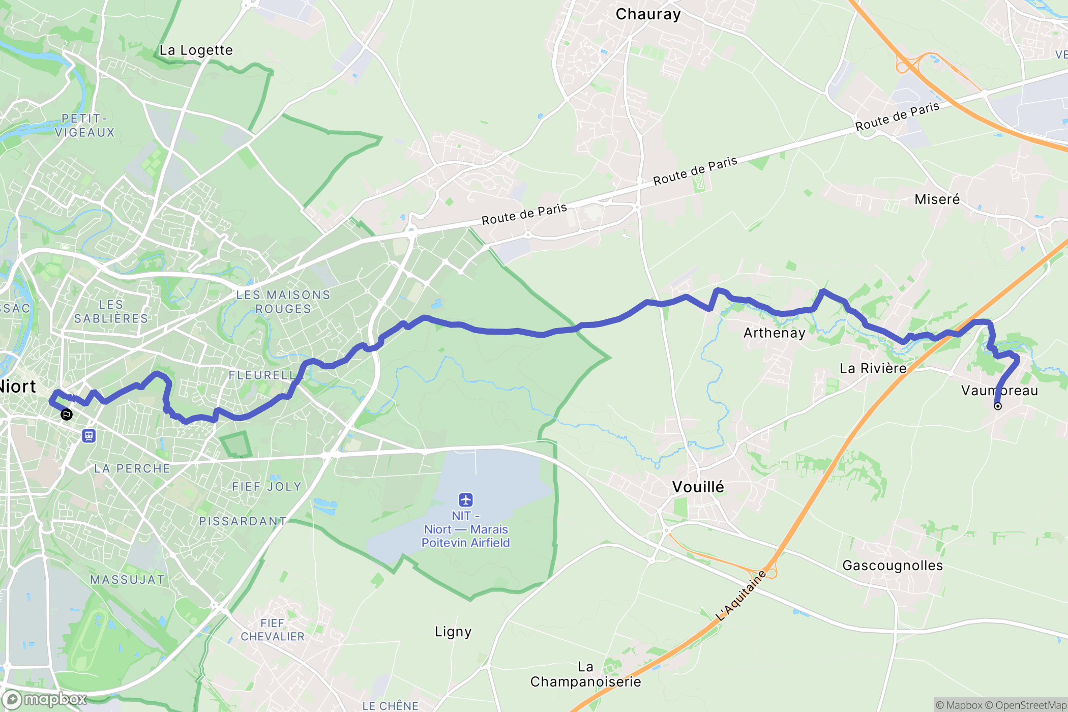 Vouillé : carte du parcours de randonnée - France