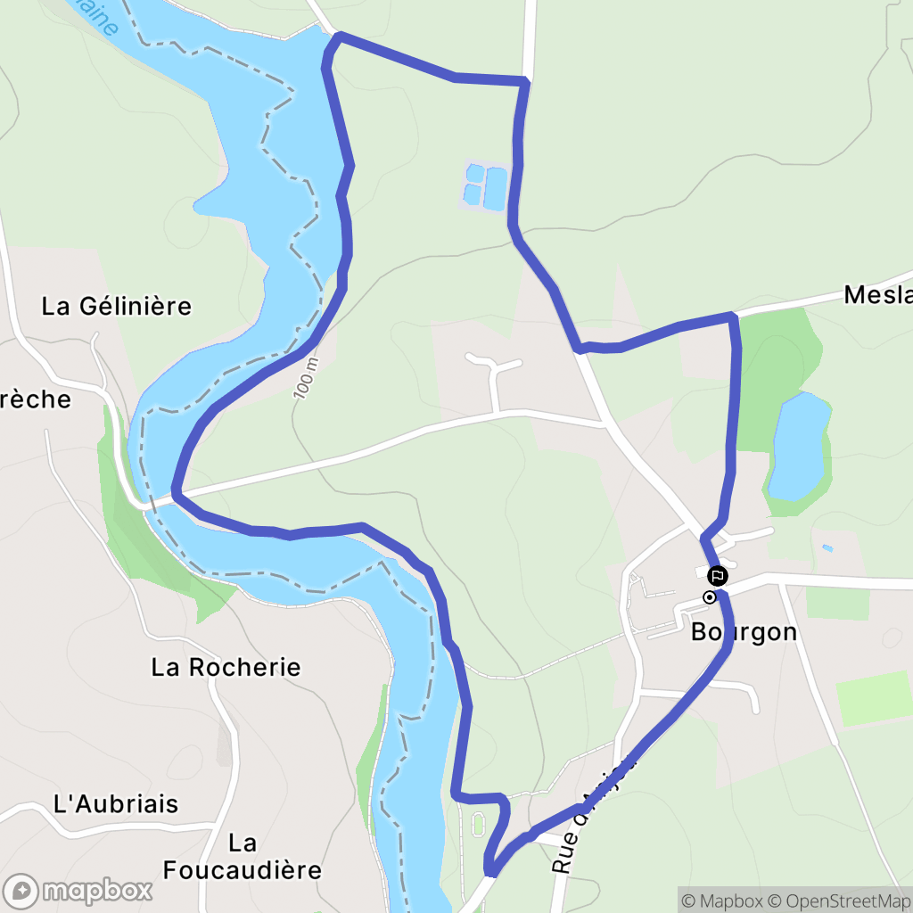 Bourgon : carte du parcours de randonnée - France