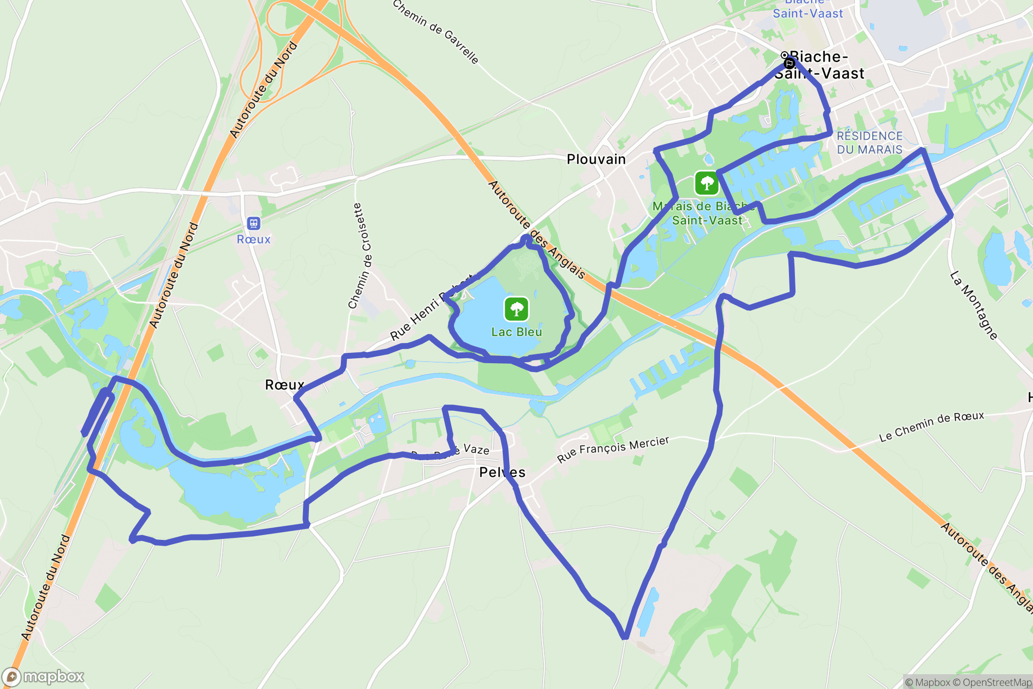 Biache-Saint-Vaast : carte du parcours de randonnée - France