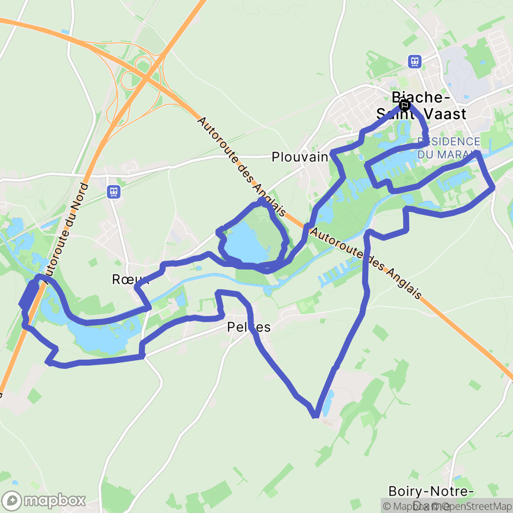 Biache-Saint-Vaast : carte du parcours de randonnée - France