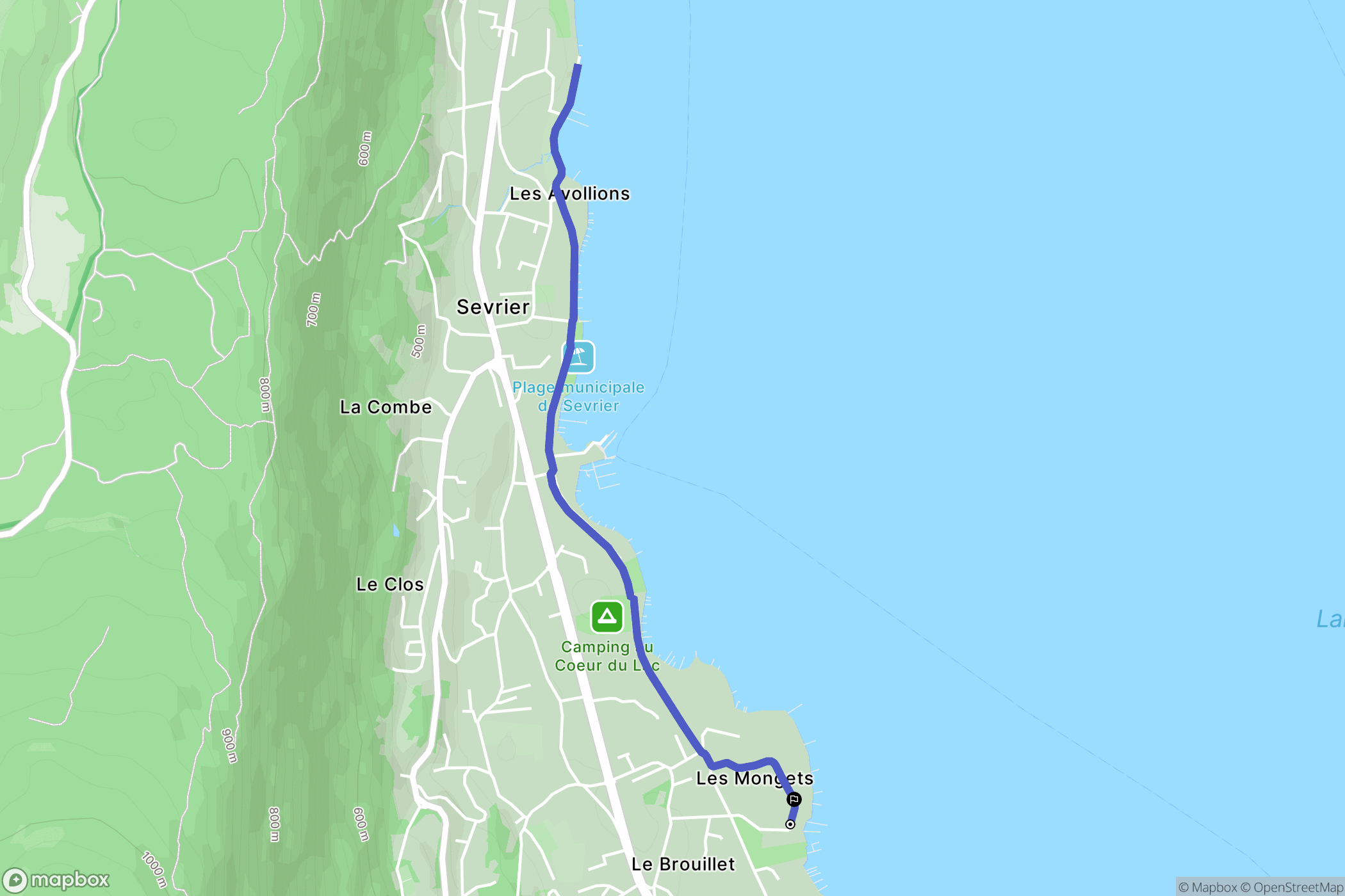 Sévrier : carte du parcours de randonnée - France