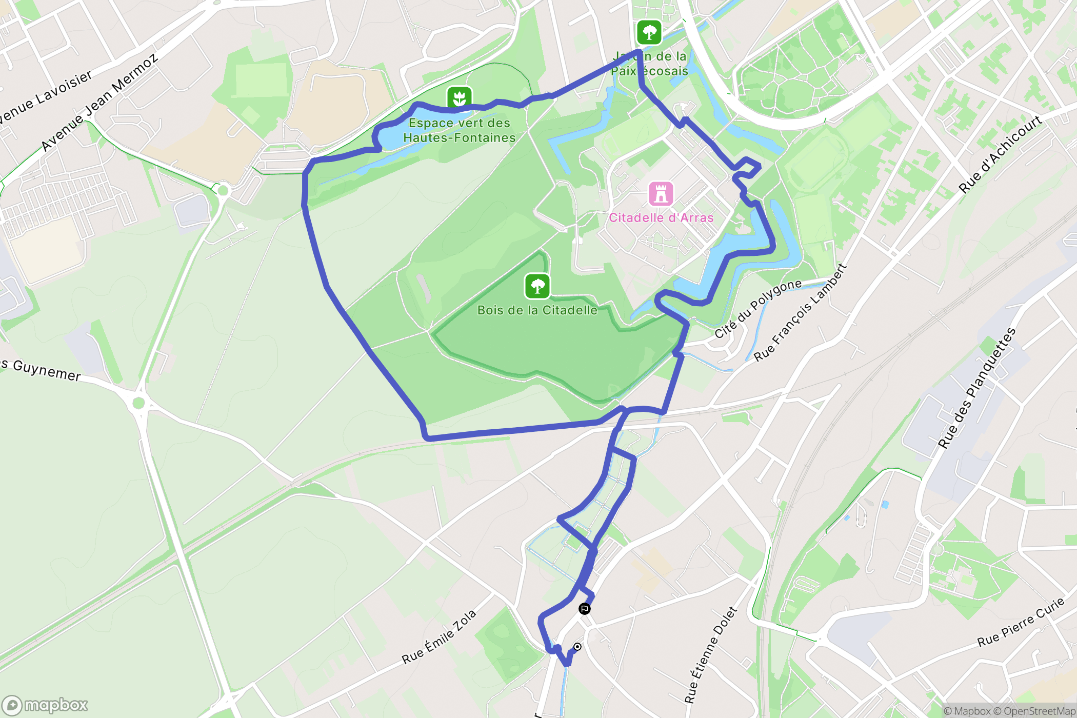 Achicourt : carte du parcours de randonnée - France