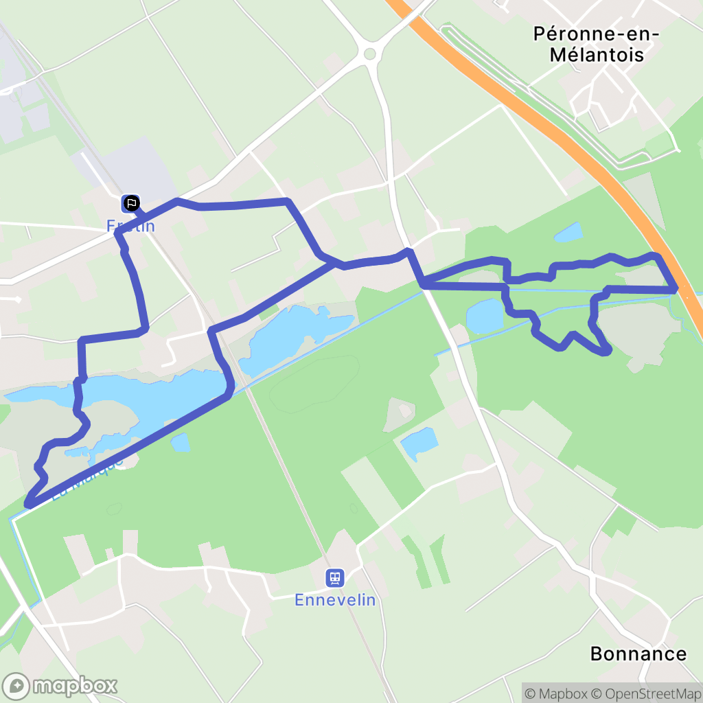 Fretin : carte du parcours de randonnée - France