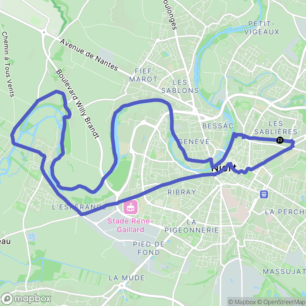 niort : carte du parcours de randonnée - France