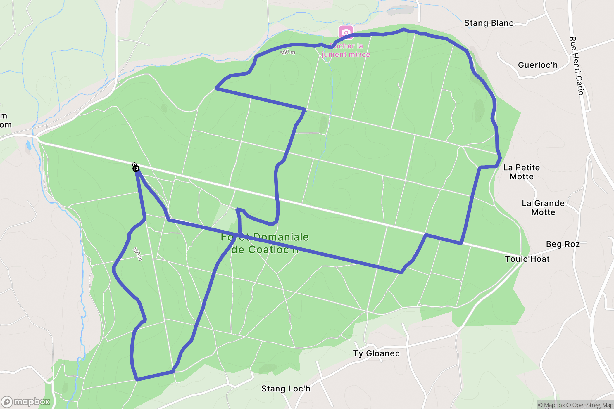 Scaër : carte du parcours de randonnée - France