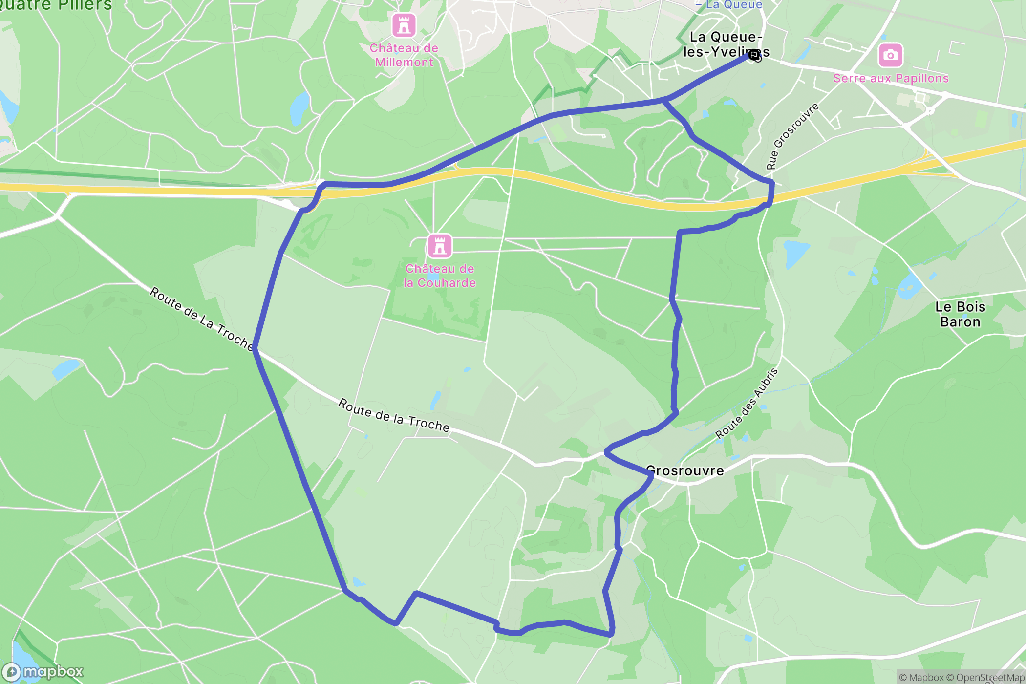 La Queue-les-Yvelines : carte du parcours de randonnée - France