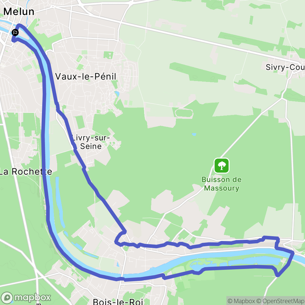 Melun : carte du parcours de randonnée - France