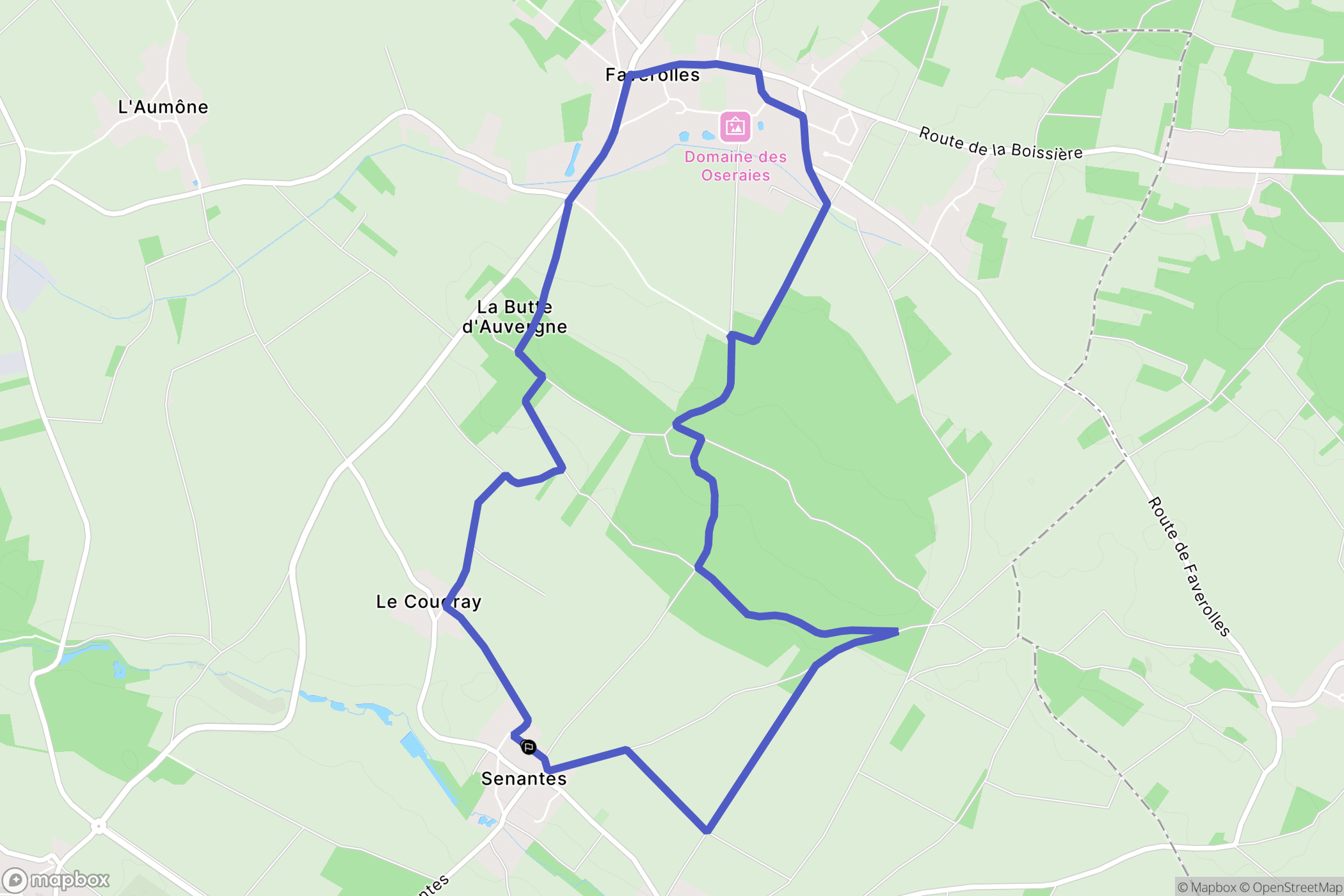 Senantes : carte du parcours de randonnée - France
