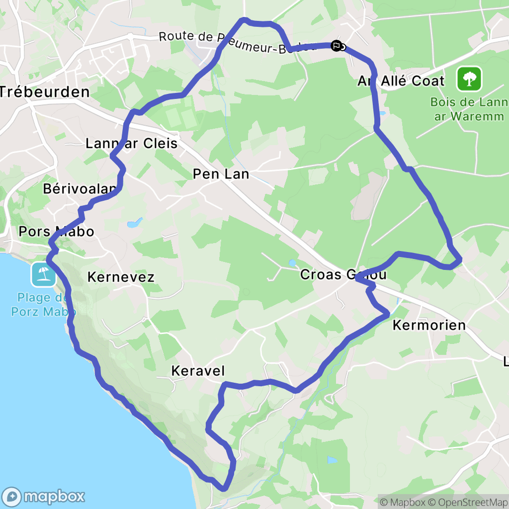 Pleumeur-Bodou : carte du parcours de randonnée - France