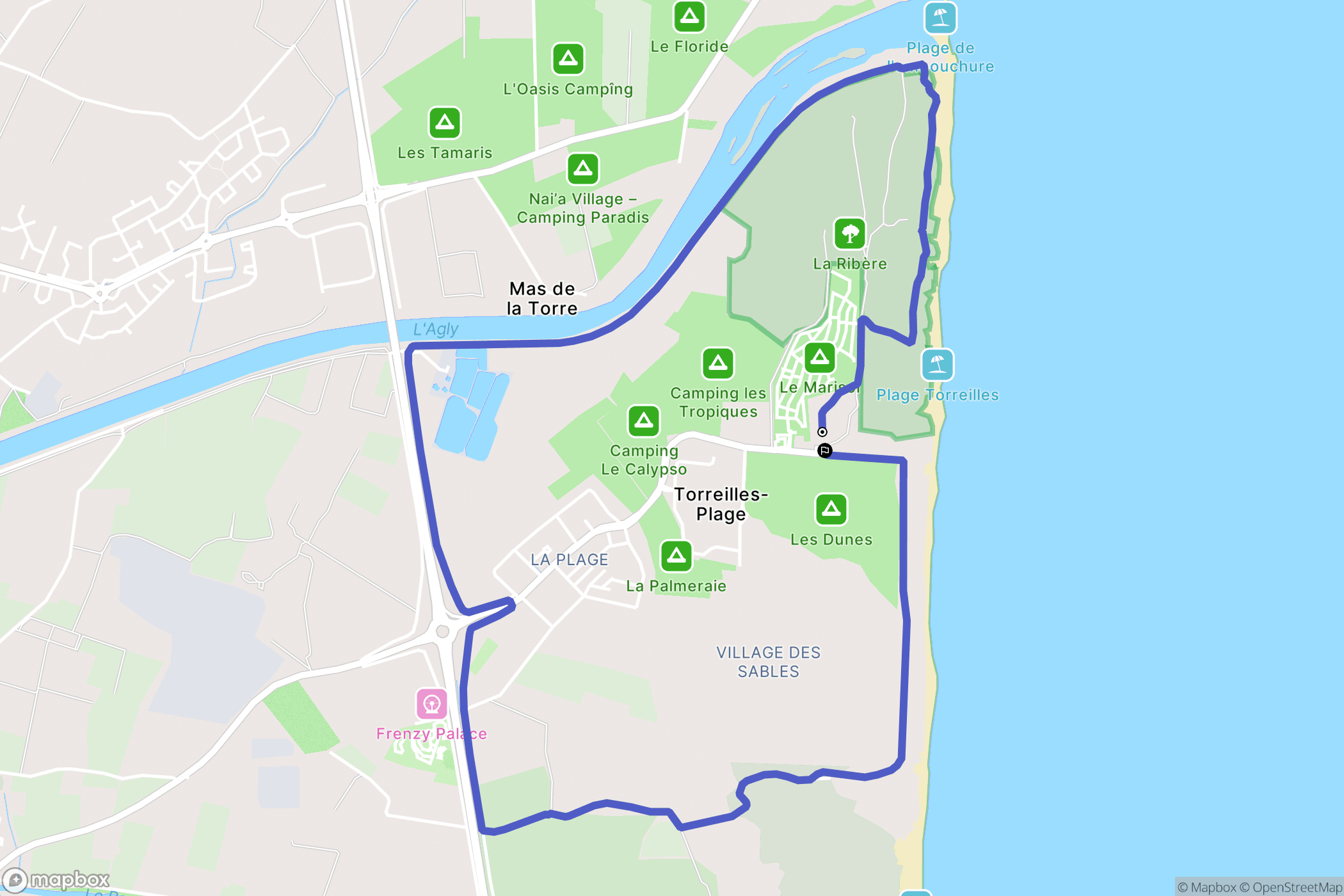 Torreilles : carte du parcours de randonnée - France