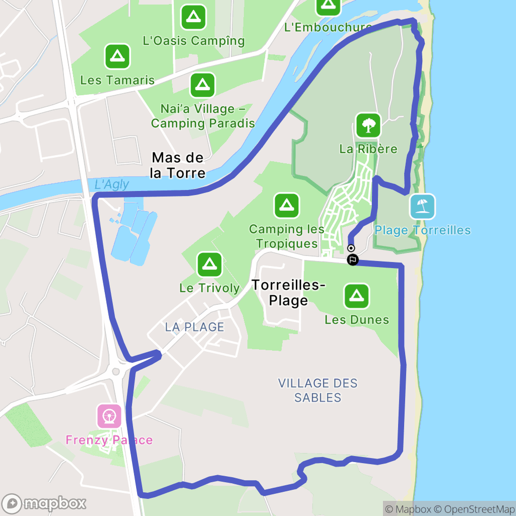 Torreilles : carte du parcours de randonnée - France