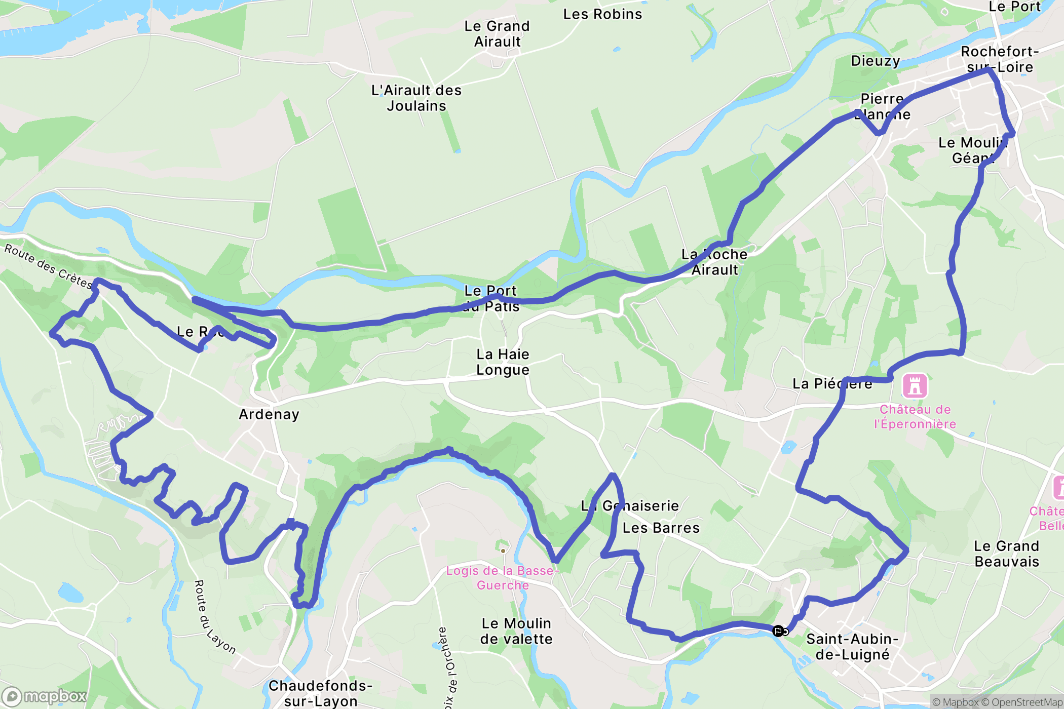 Val-du-Layon : carte du parcours de randonnée - France