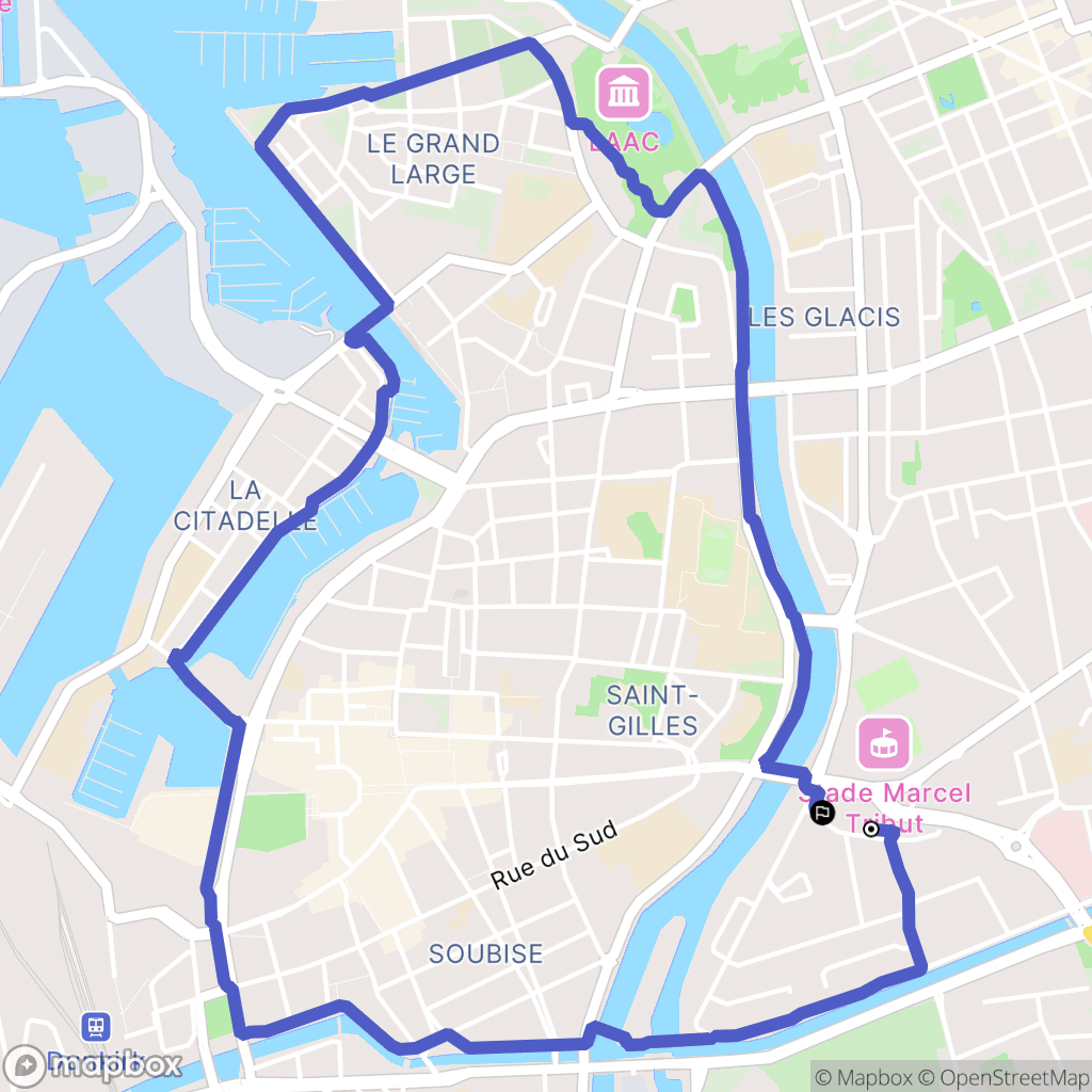 Dunkerque : carte du parcours de randonnée - France