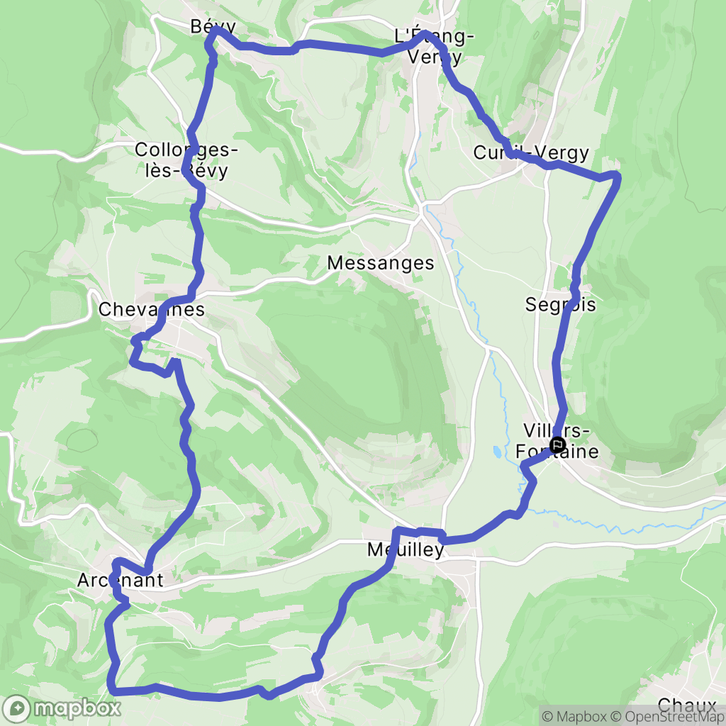 Villars-Fontaine : carte du parcours de randonnée - France