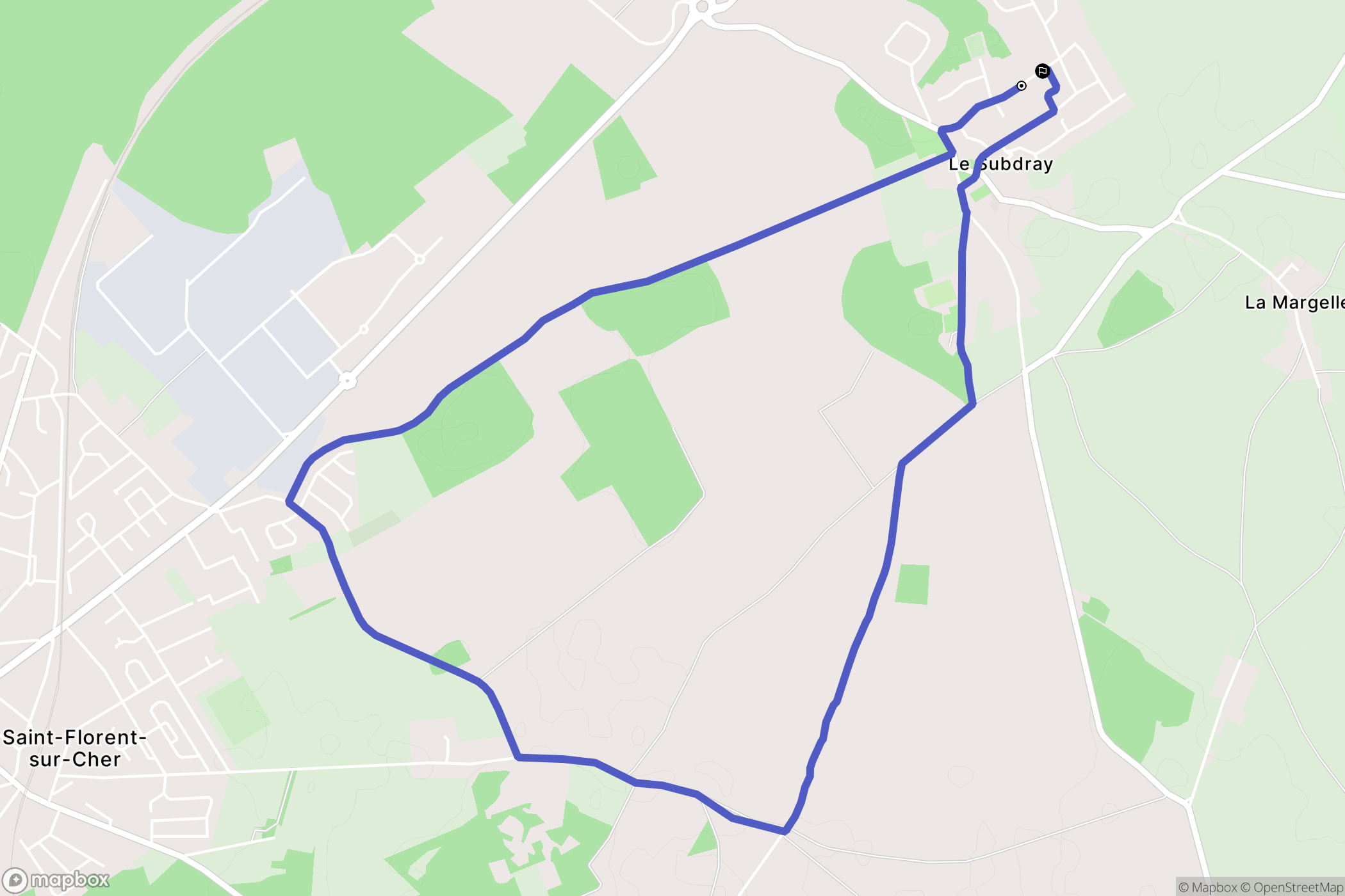 Le Subdray : carte du parcours de randonnée - France