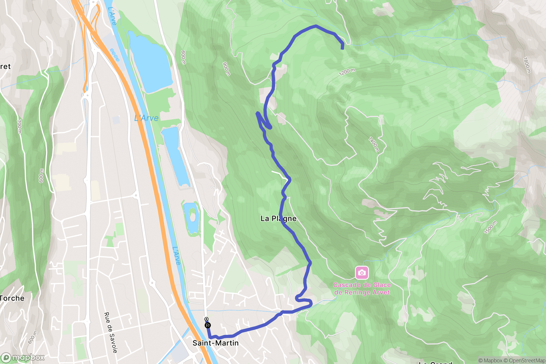 Sallanches : carte du parcours de randonnée - France