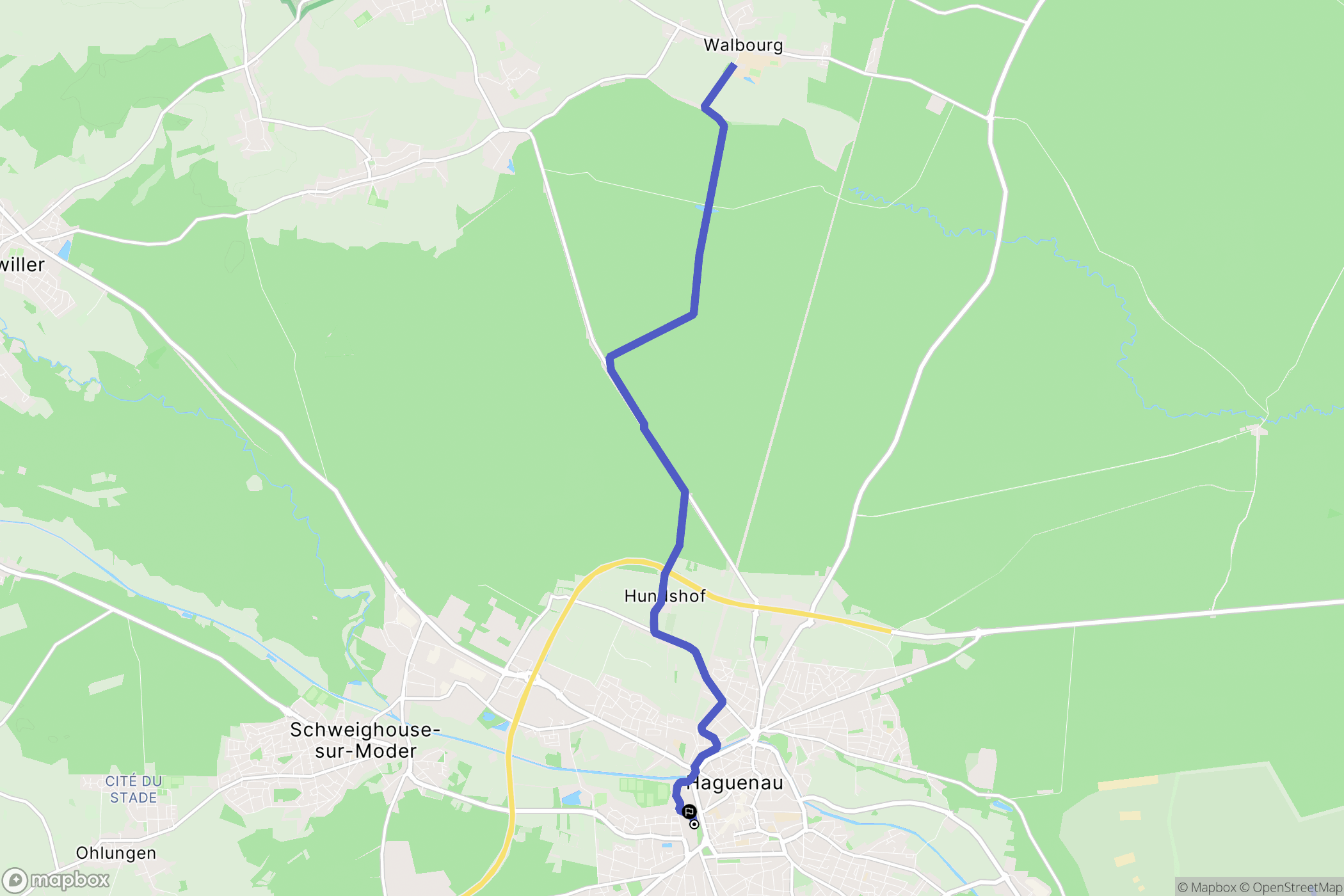 Haguenau : carte du parcours de randonnée - France