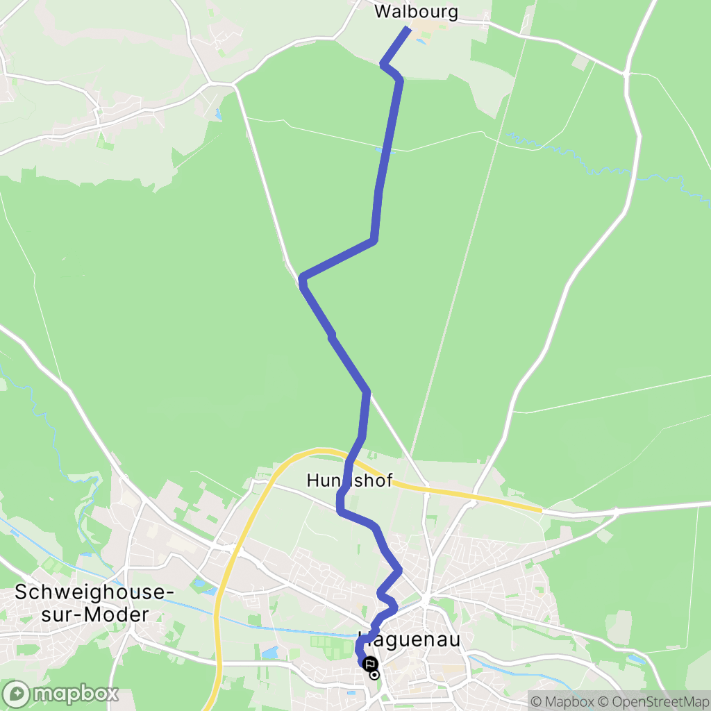 Haguenau : carte du parcours de randonnée - France