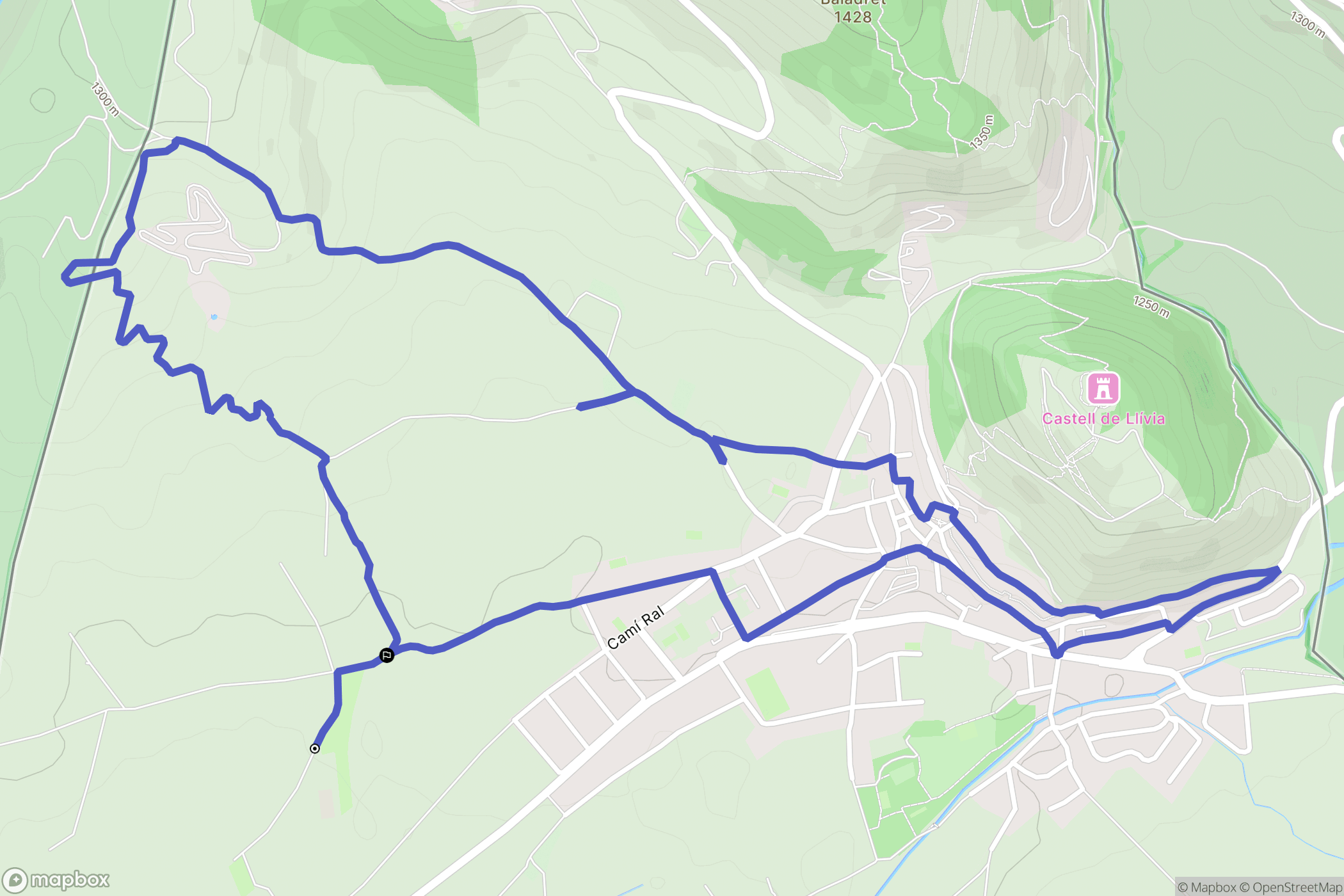 Llivia : carte du parcours de randonnée - Spain