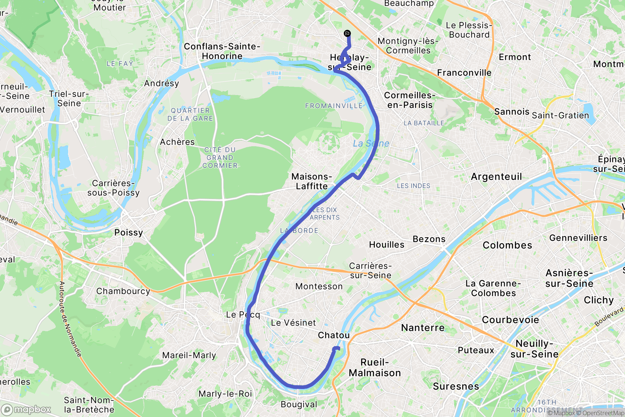 Herblay-sur-Seine : carte du parcours de randonnée - France