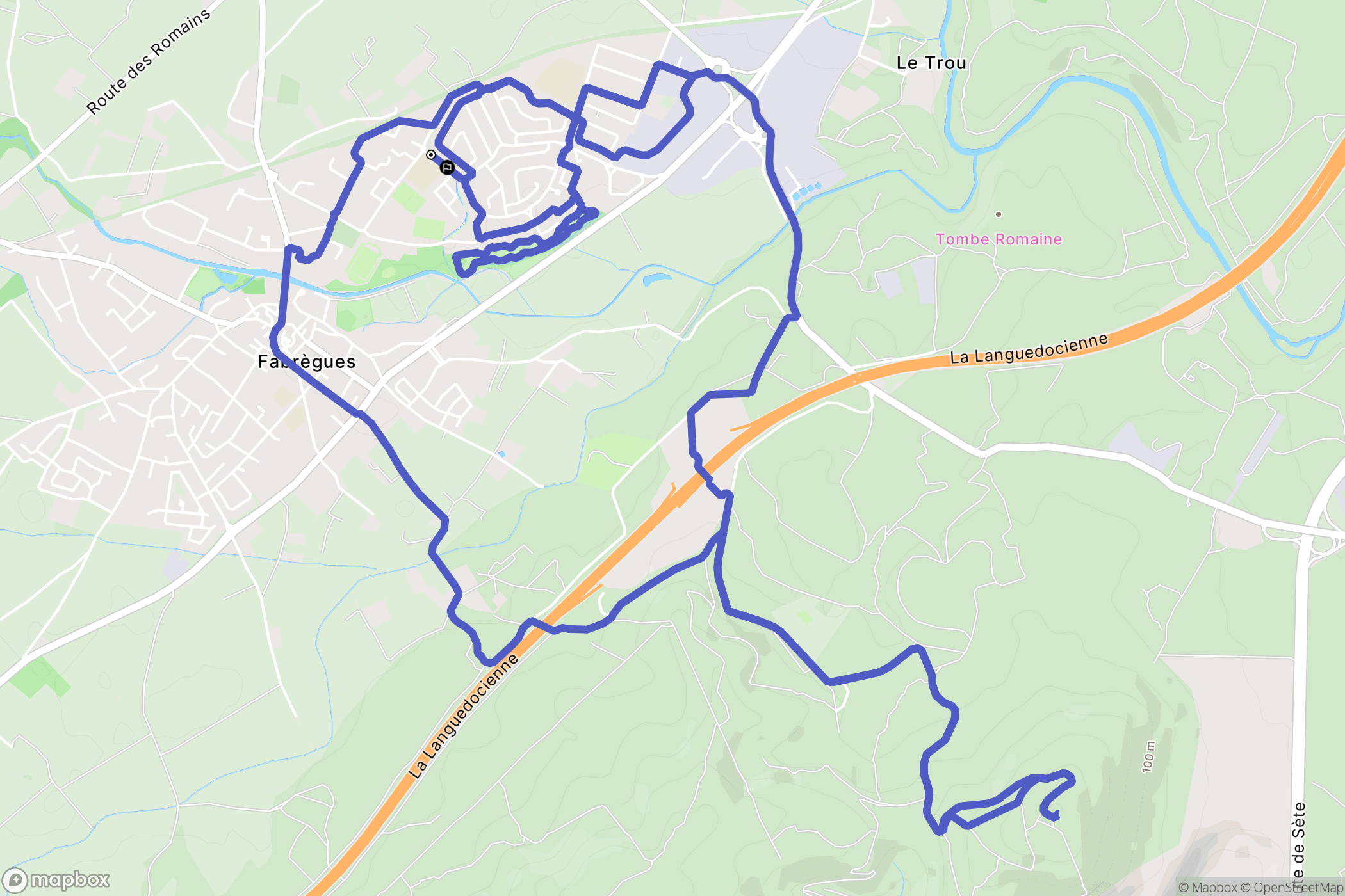 Fabrègues : carte du parcours de randonnée - France