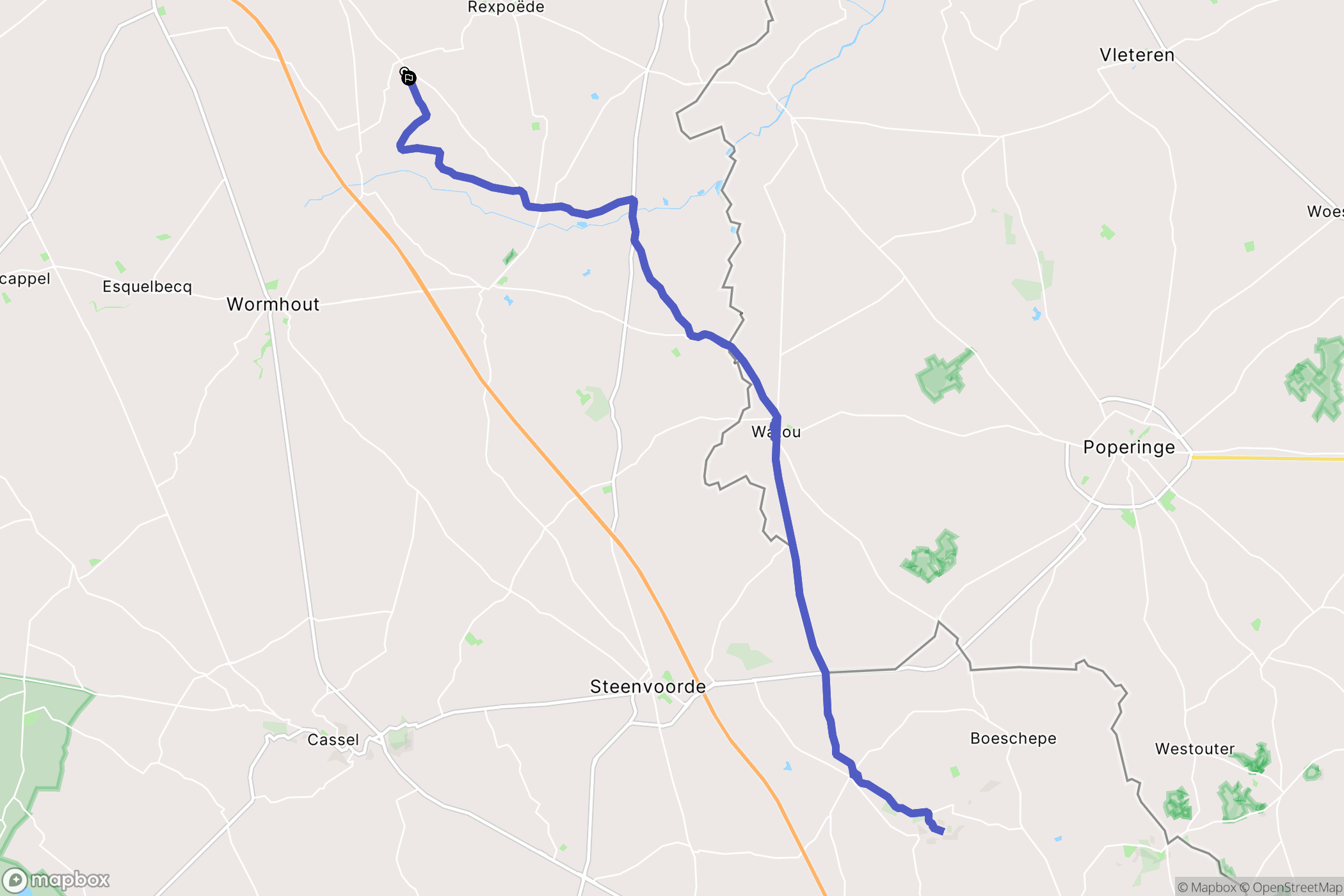 West-Cappel : carte du parcours de randonnée - France