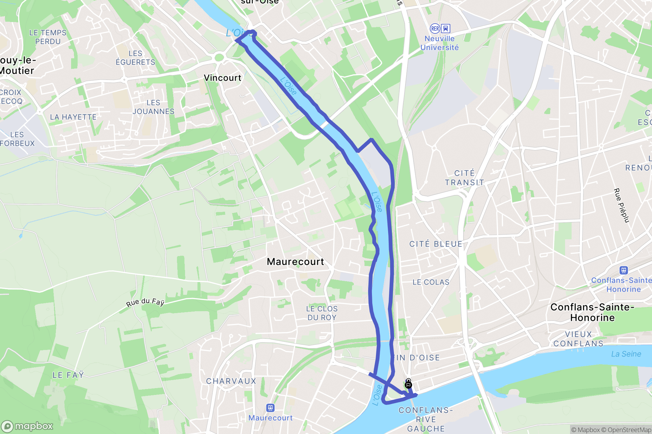 Conflans-Sainte-Honorine : carte du parcours de randonnée - France